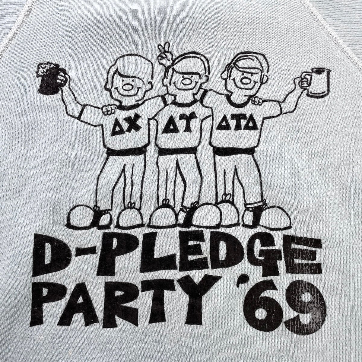 60年代 D-PLEDGE PARTY 69 カレッジ フロッキープリント 半袖