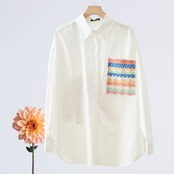 TRUBE エレファントアートコットン刺繍シャツ【M~L】ホワイト