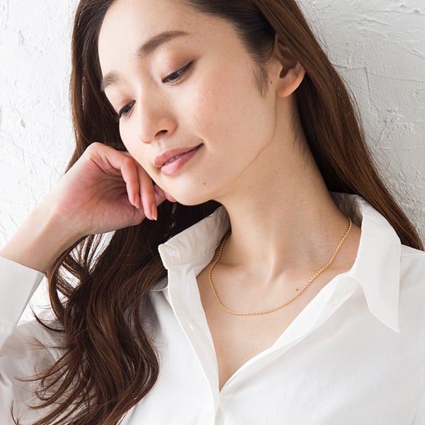 k18 小豆チェーン☆エスカルゴ、チェーン☆ネックレス50cm K18ホワイト