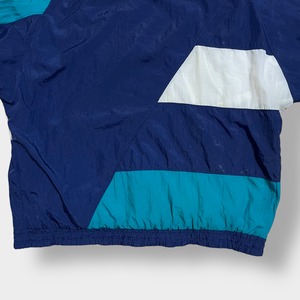 puma 90s ナイロンジャケット ブルゾン ジャンパー マルチカラー 切替 クレイジーパターン ワンポイント 刺繍 ロゴ  XL ビンテージ プーマ US古着
