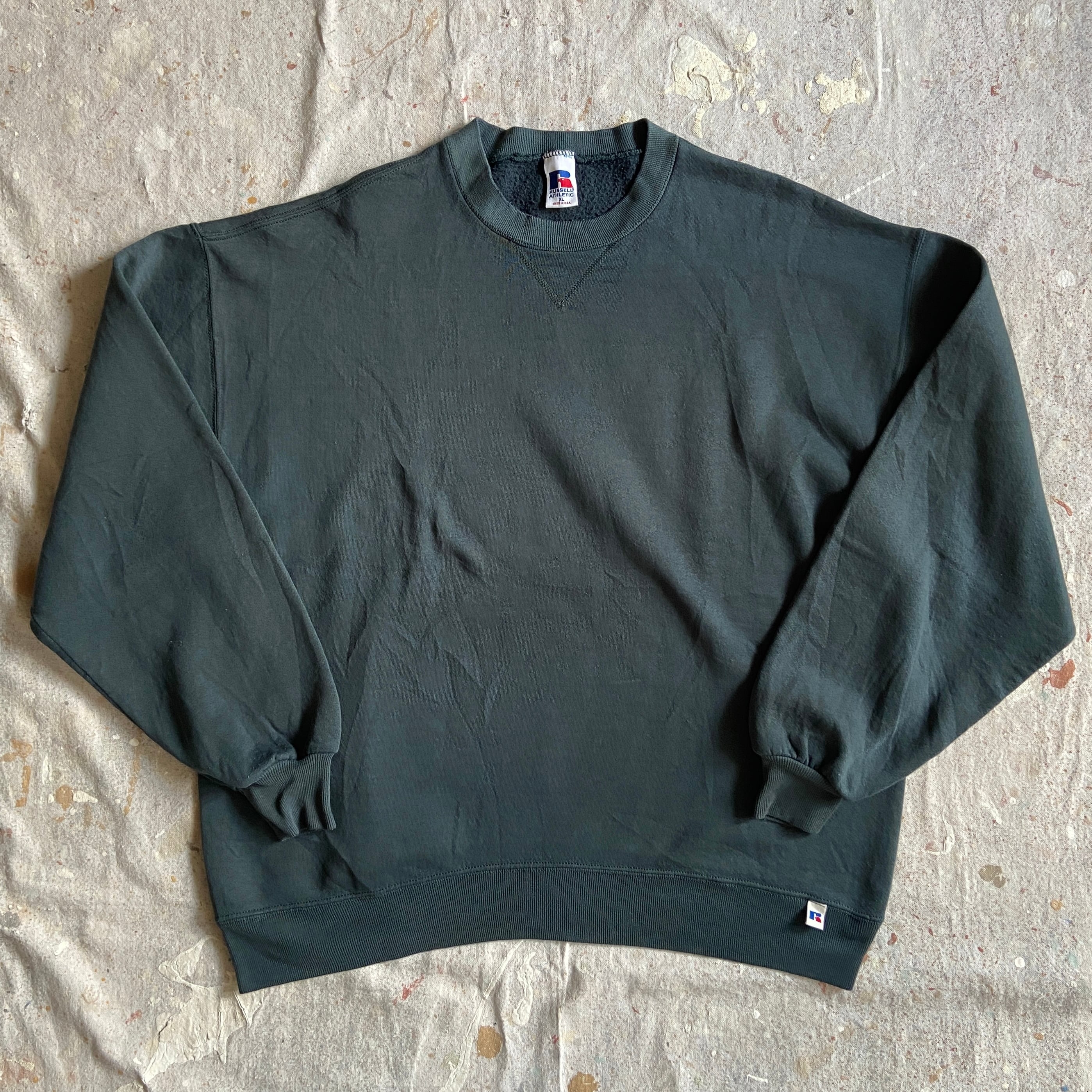 1990s RUSSELL Green Sweatshirts XL Made in USA G042
