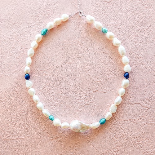 SV925 baroque Pearls summer colorful necklace (adjustable) 02