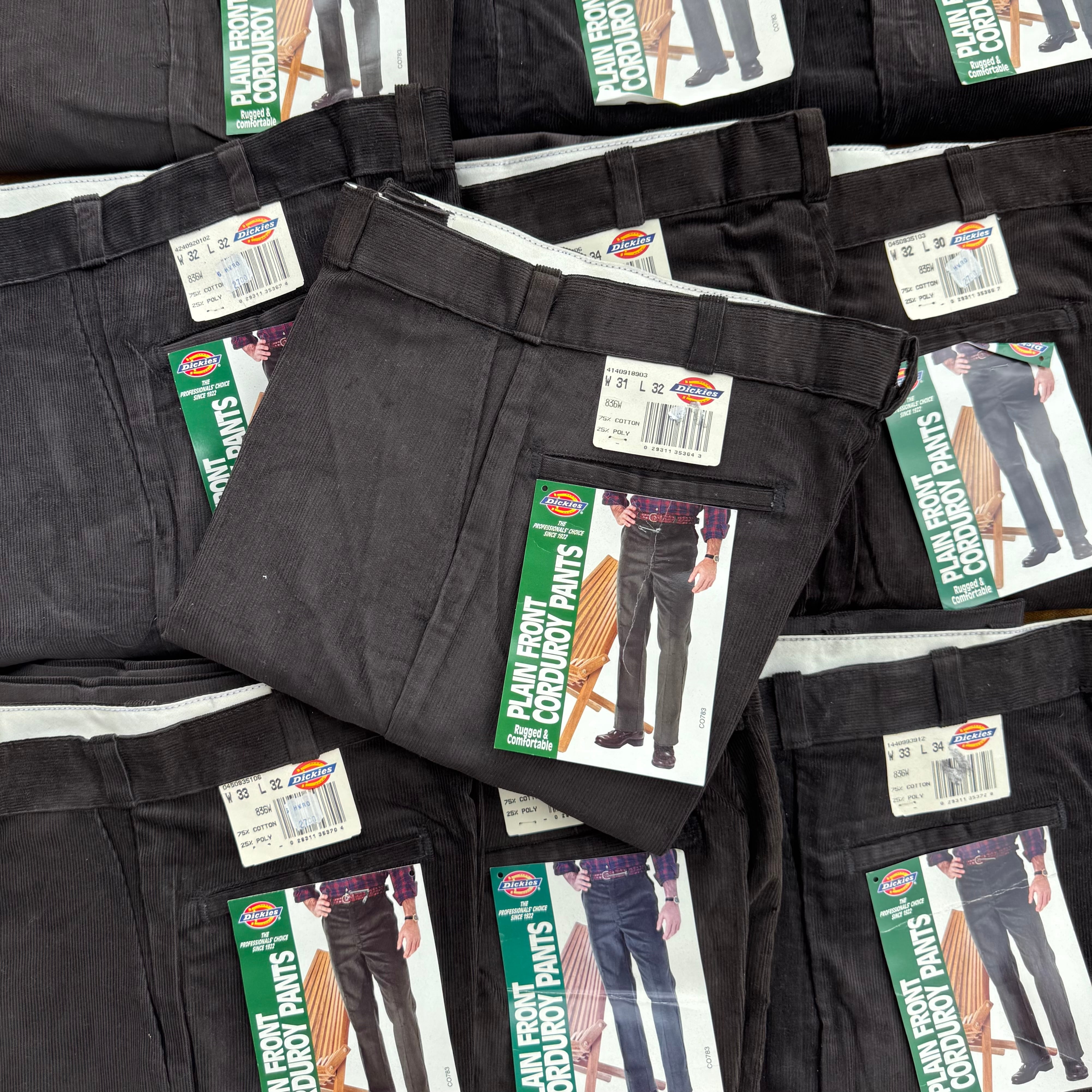 1990's Deadstock Dickies 836W Dark Brown Corduroy Work Pants