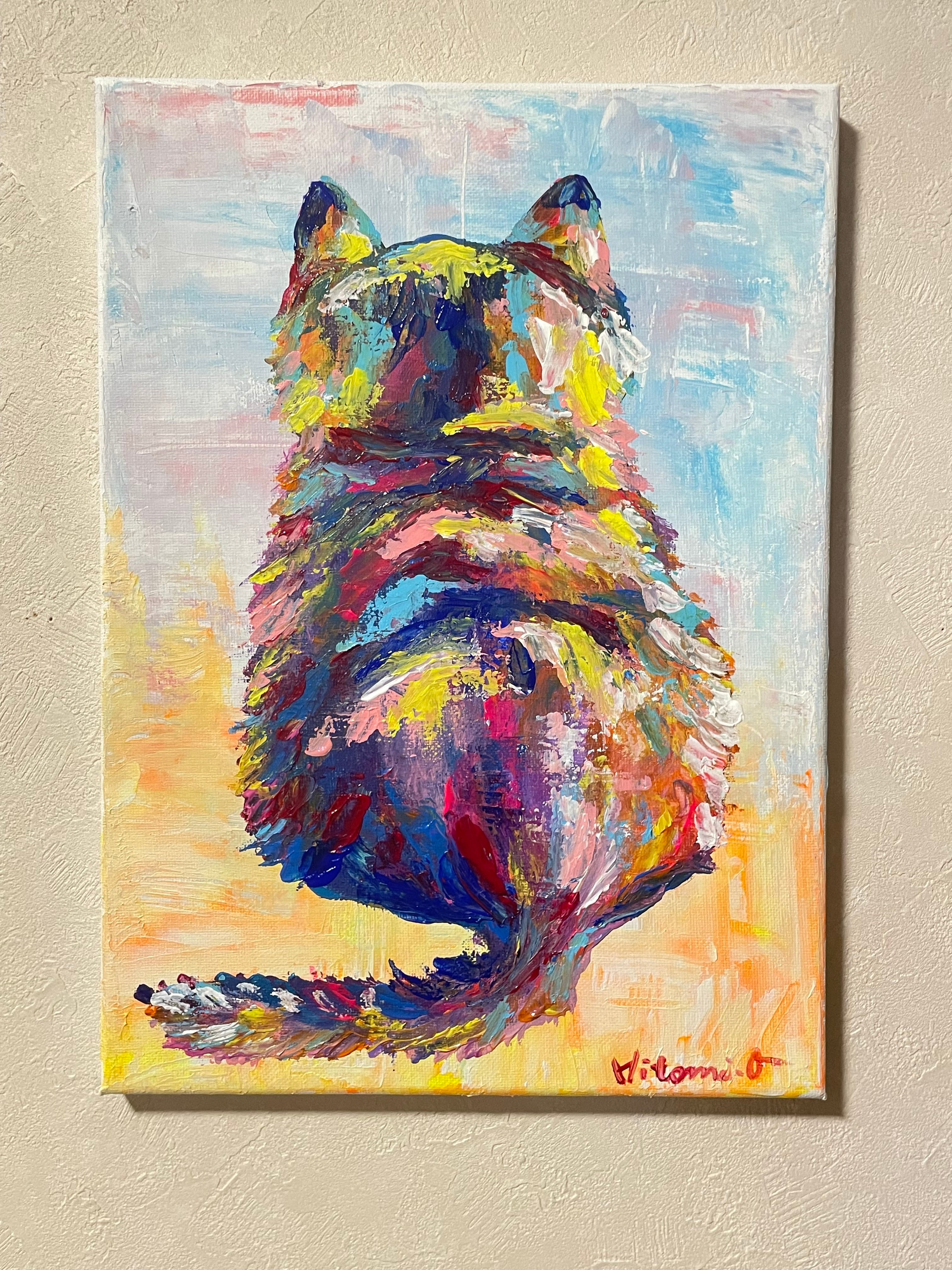 キリンの油彩画　原画　絵画　アート キャンバス　油絵　真作　動物画 キリンの油彩画 原画 絵画 アート キャンバス 油絵 真作 動物画 キリン