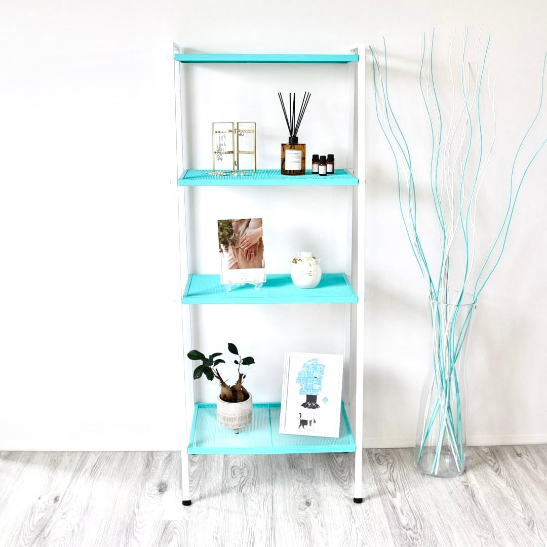 ブルー×ホワイト ディスプレイオープンラック シェルフ スチール棚