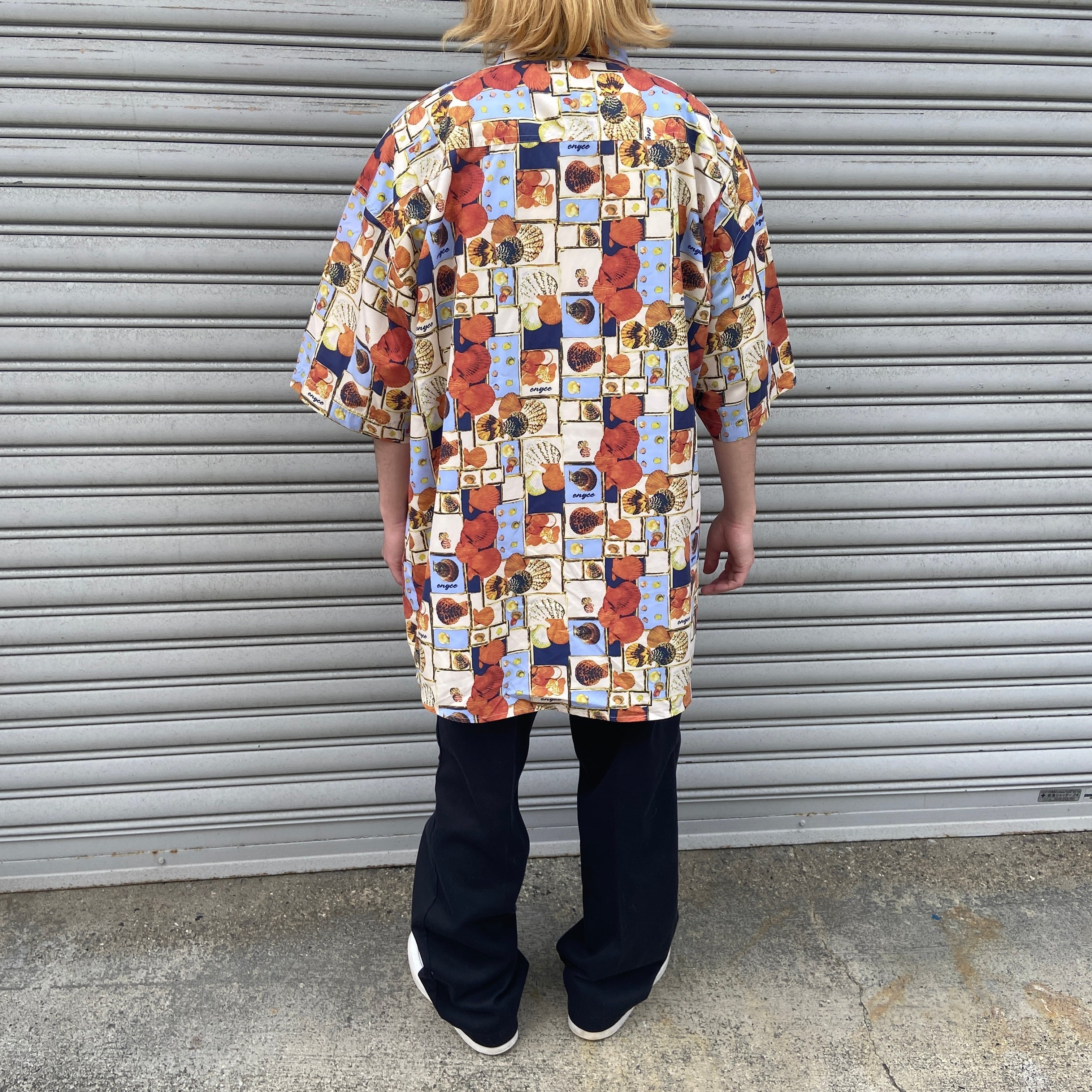 Enyce エニーチェ 総柄半袖シャツ 貝殻柄 オーバーサイズ XXL | 古着屋 Uan