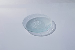 昭和型板ガラス「浮草」　皿　円形　小（Φ120mm）