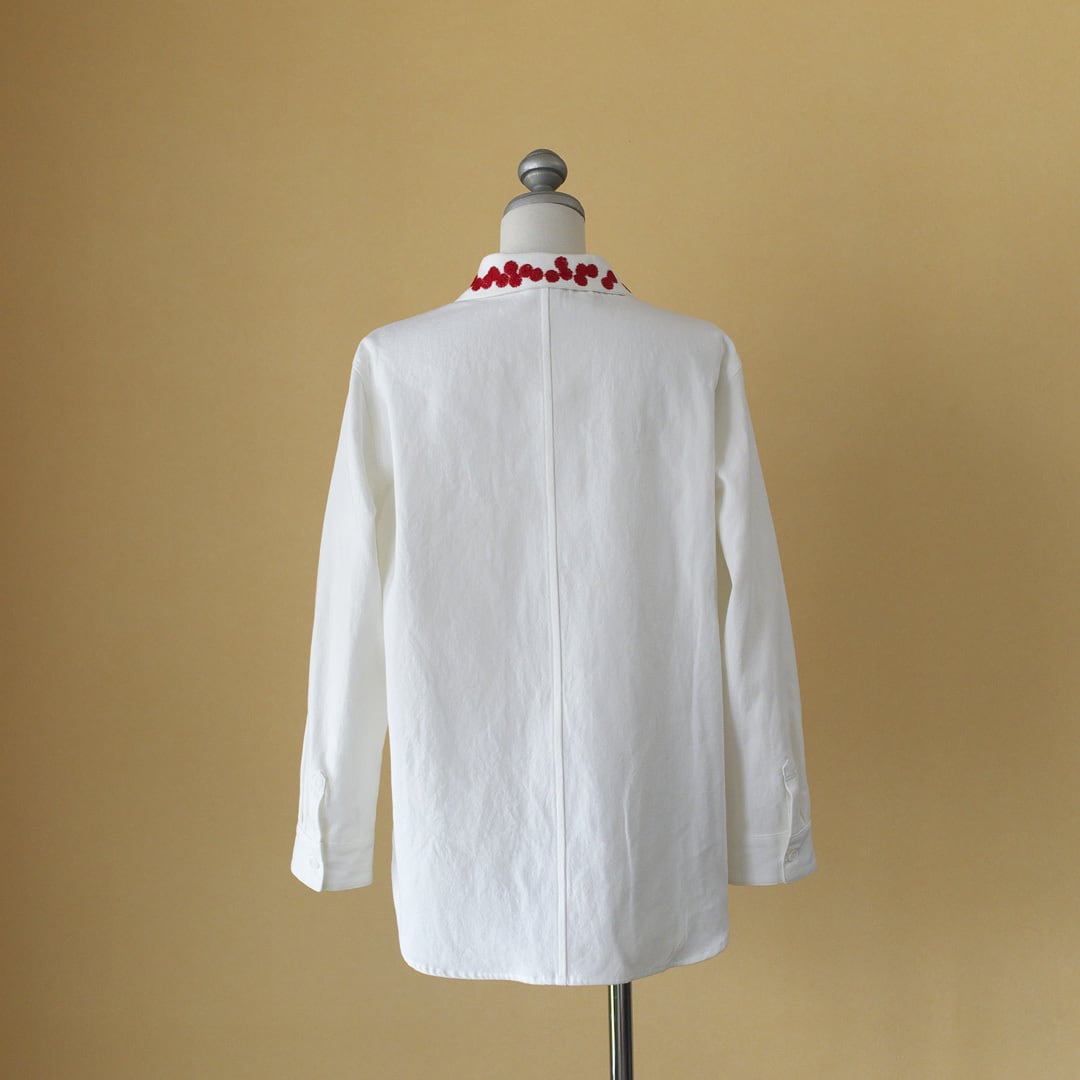 atelier naruse アトリエナルセ コットンリネンオックスドットブラウス