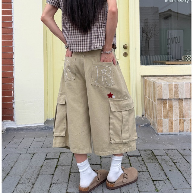 pop patch cropped cargo pants　ポップワッペンクロップドカーゴパンツ　J1940