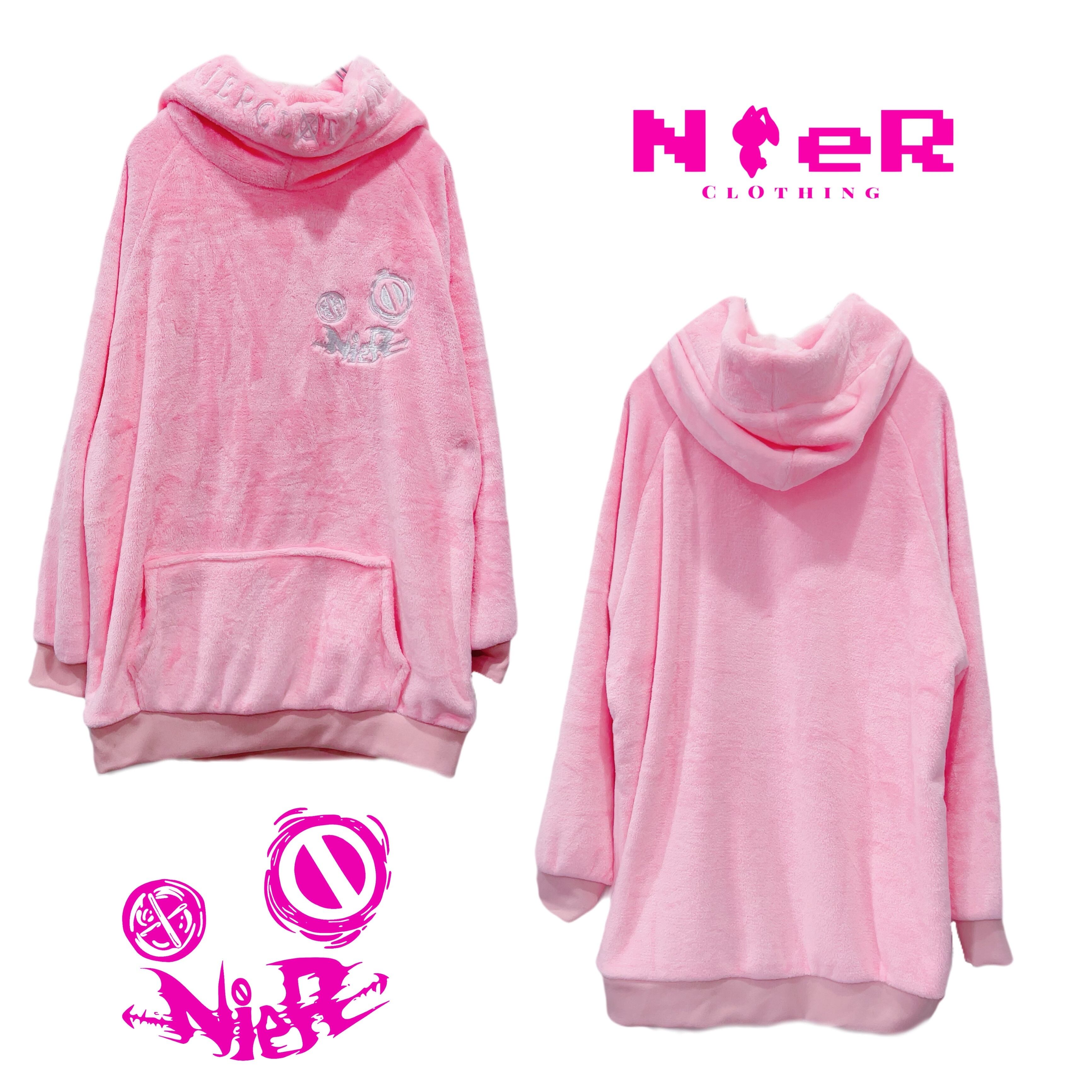 冬用pinkふわもこハイネックパーカー 全刺繍desig Nier