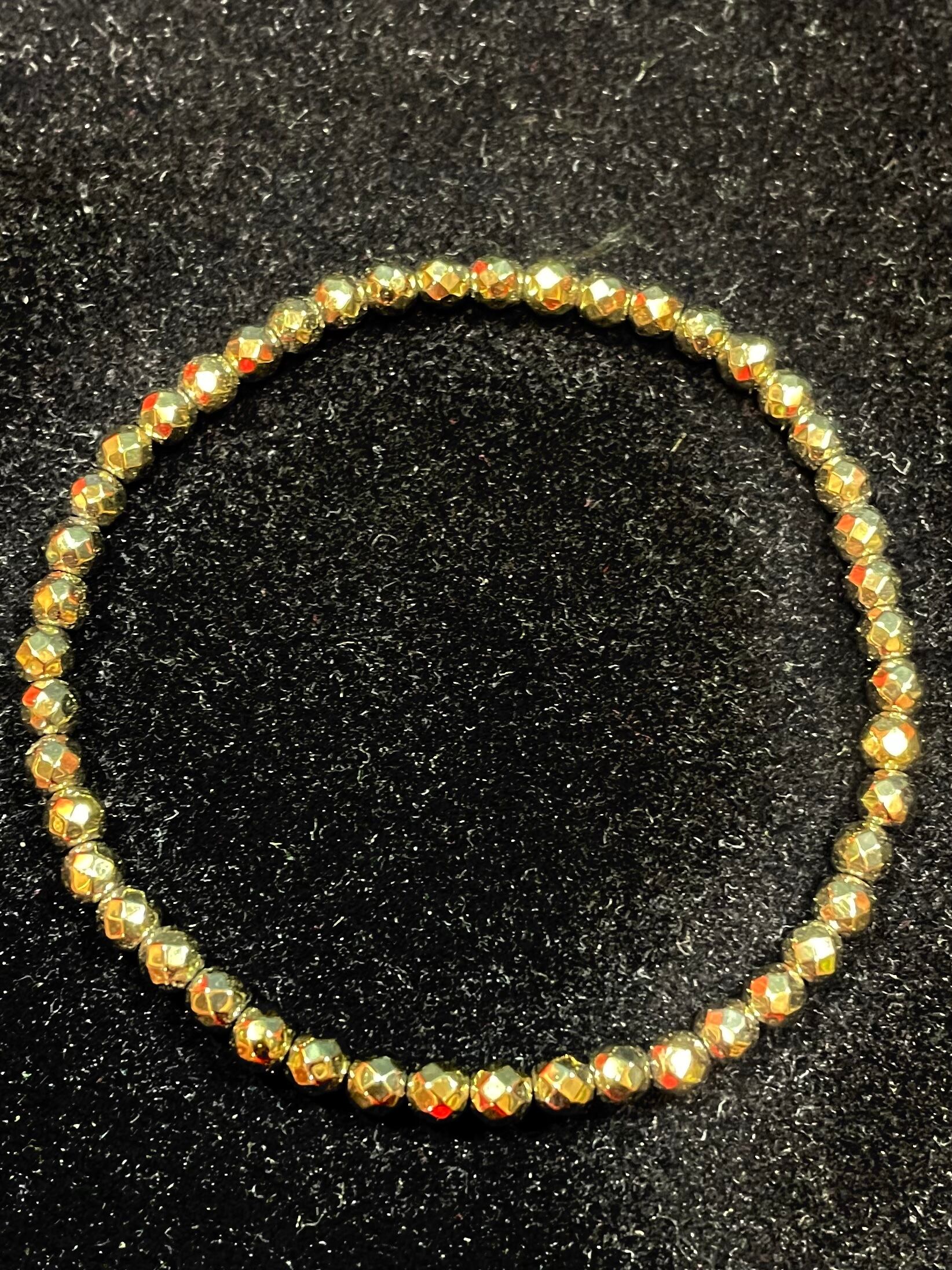 9) パイライト・3.5mmカットビーズ・ブレスレット