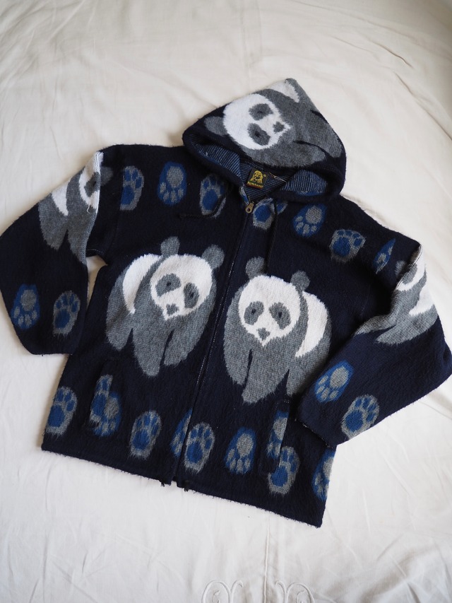 1990’s Ecuador Panda Wool Zip-Up Hoodie／ー