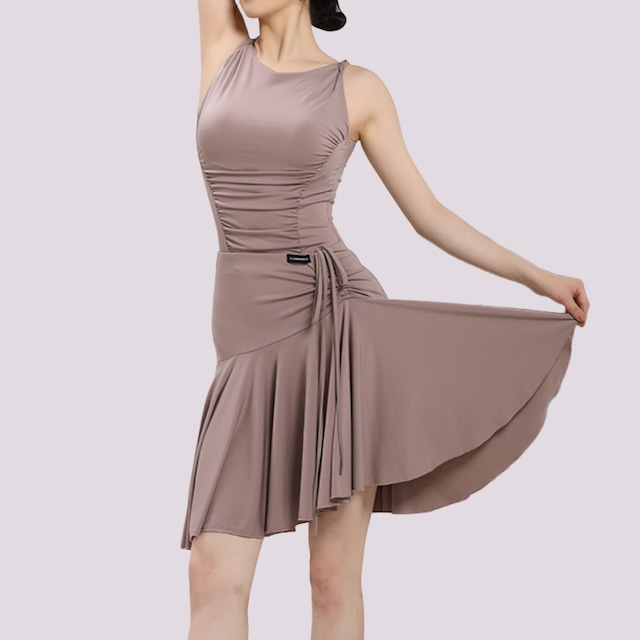 シャーリングデザイン ドローストリング トップス&フレアースカートSET 2col D00343