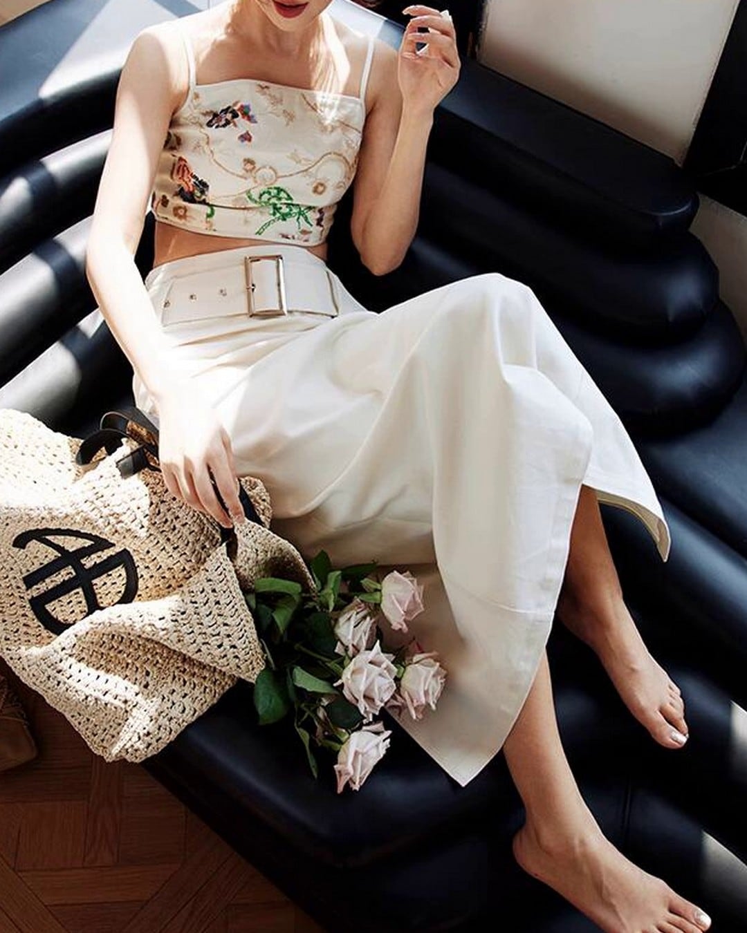 ワイドベルトデニムスカート S25036