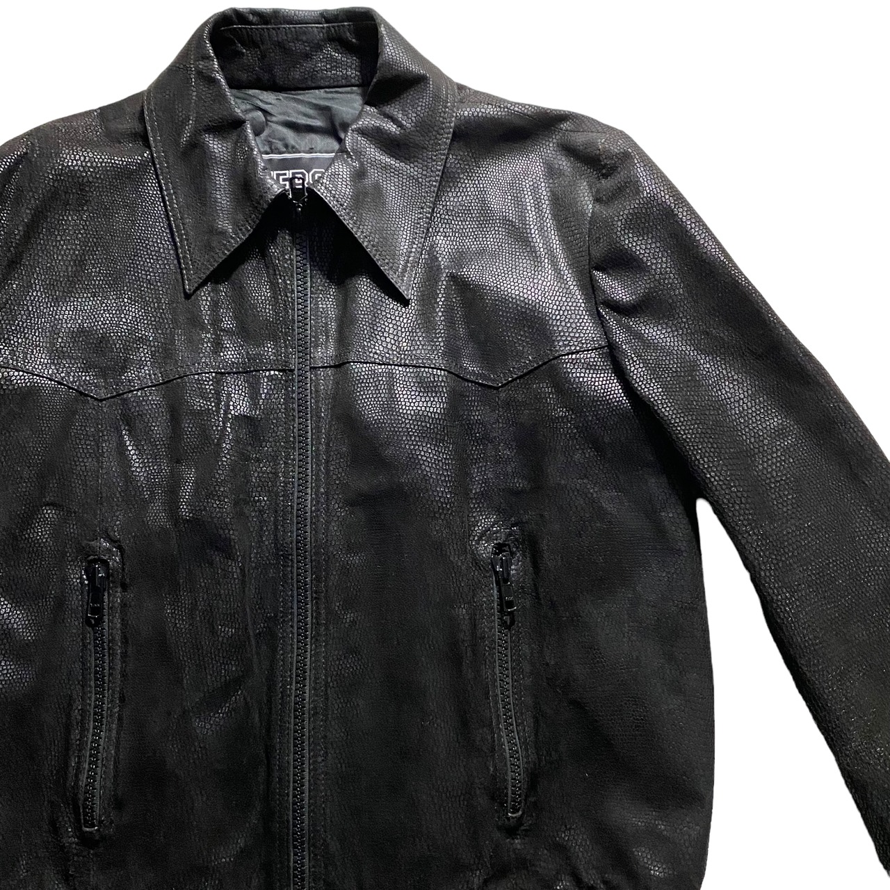 VERSUS VERSACE embossed leather riders jacket