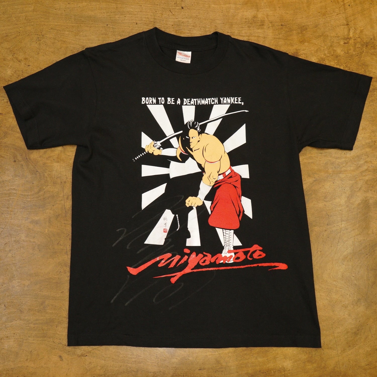 2762J 宮本裕向 プロレス 直筆サイン入り Tシャツ メンズ古着 サイズS