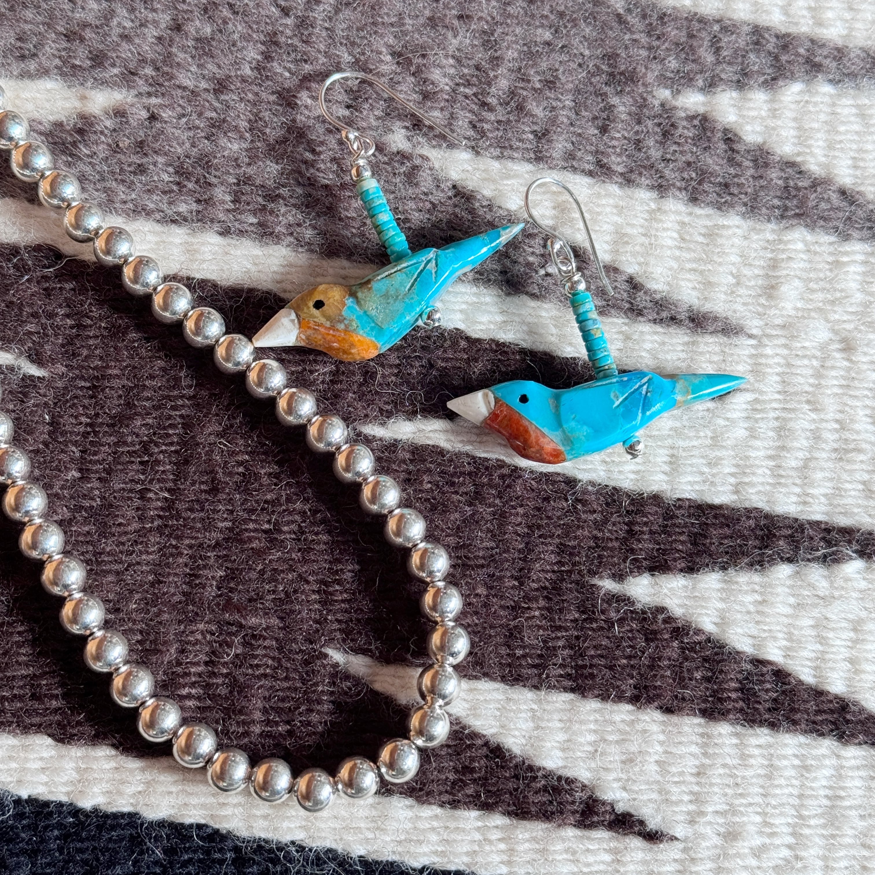 再入荷】《Indian Jewelry》 ターコイズ バード フック ピアス