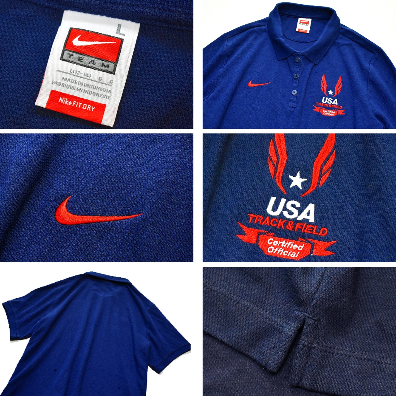 1点物◇ナイキNIKE半袖ポロシャツ紺US古着メンズSMレディースOK 