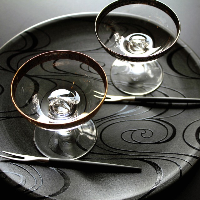 ガラス馬上杯　小　金＆プラチナ