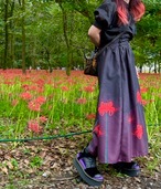 彼岸花ハイウエストギャザースカート(受注生産品)