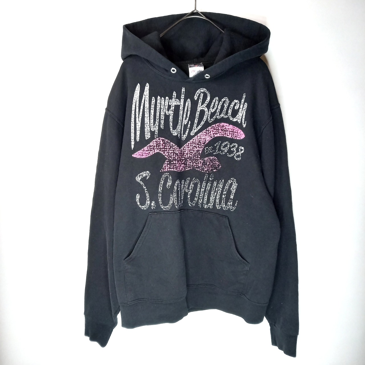 ジャージーズ　スウェット　プルオーバー　パーカー　プリント　ブラック　S