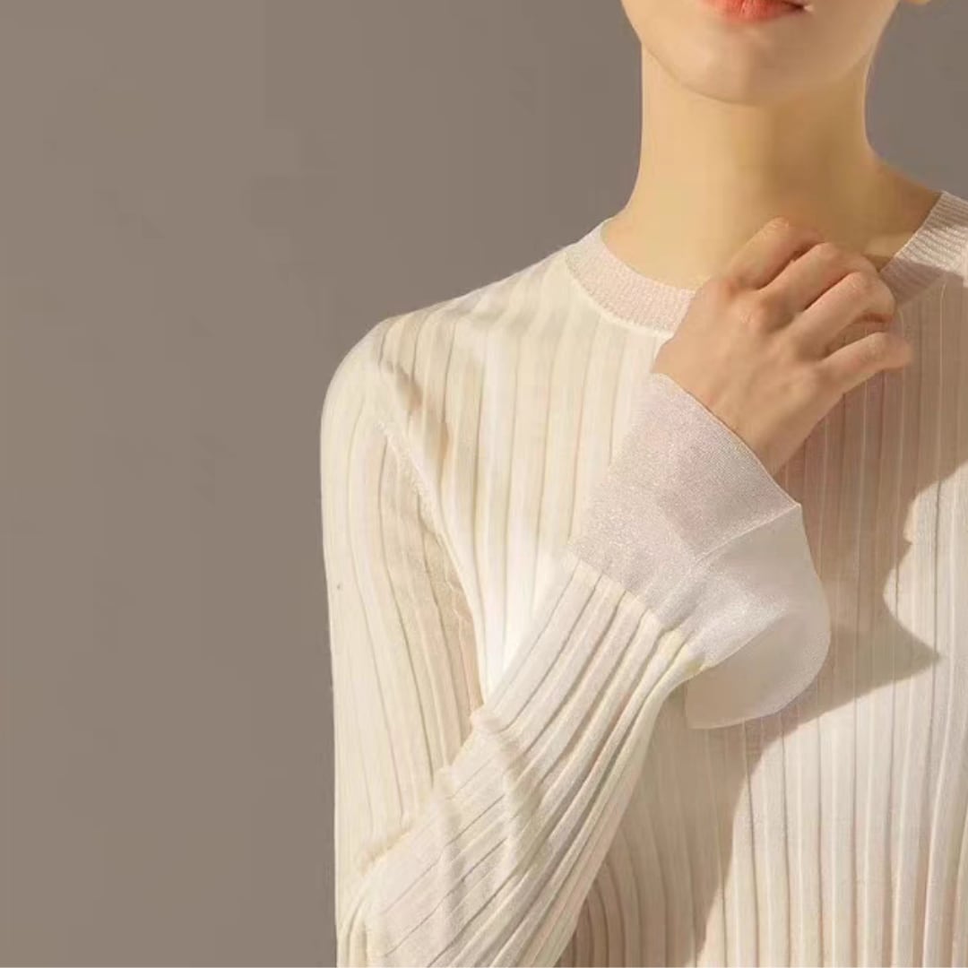 シアー袖リブニットトップス_r000774