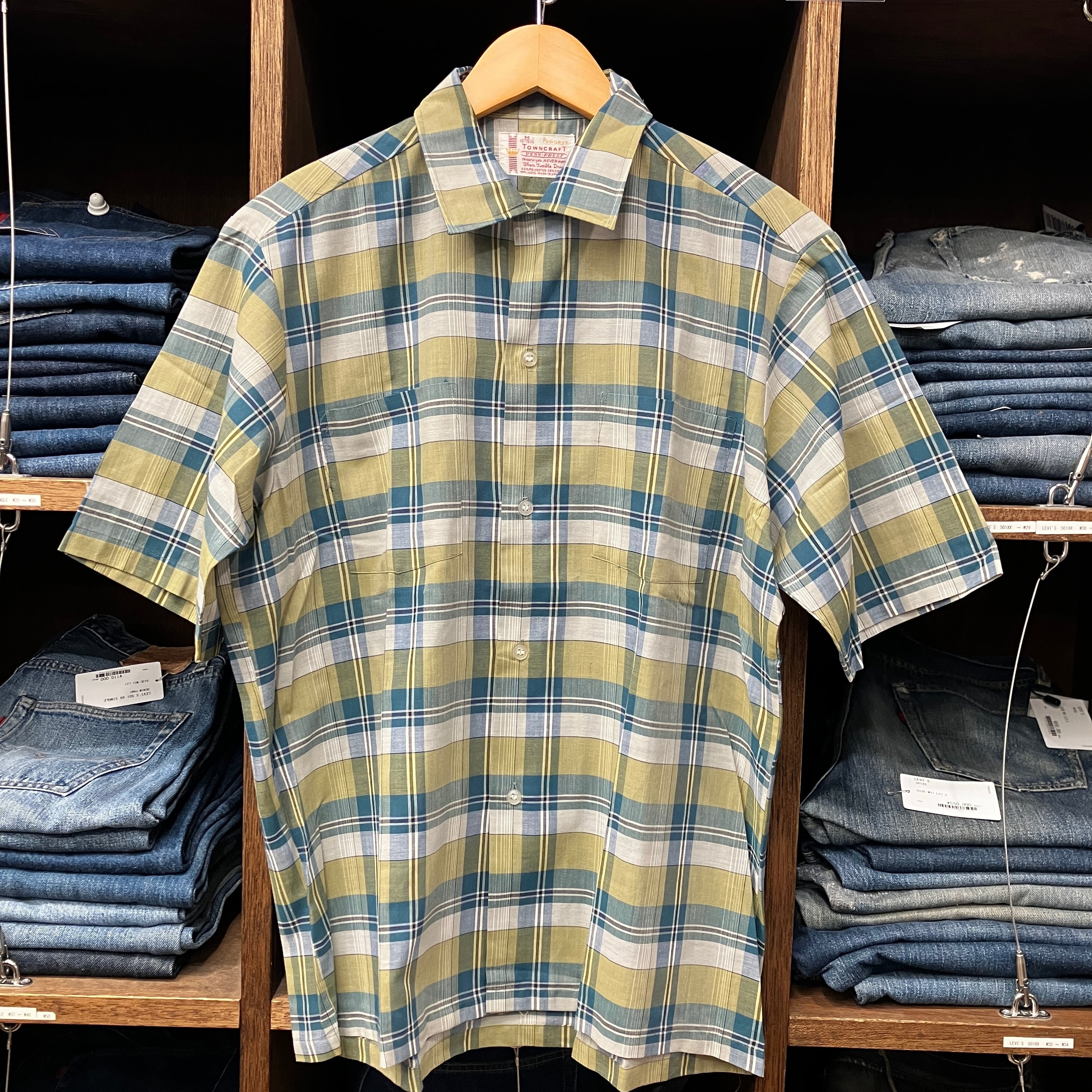 1970'S TOWN CRAFT GREEN CHECK S/S SHIRT | safarionline