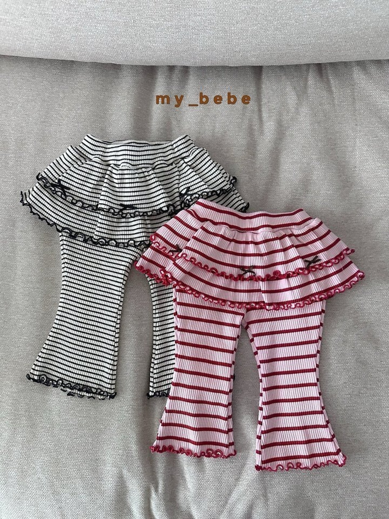 韓国子供服 / Mybebe / 2段リボンカンカンパンツ *XS~XL*