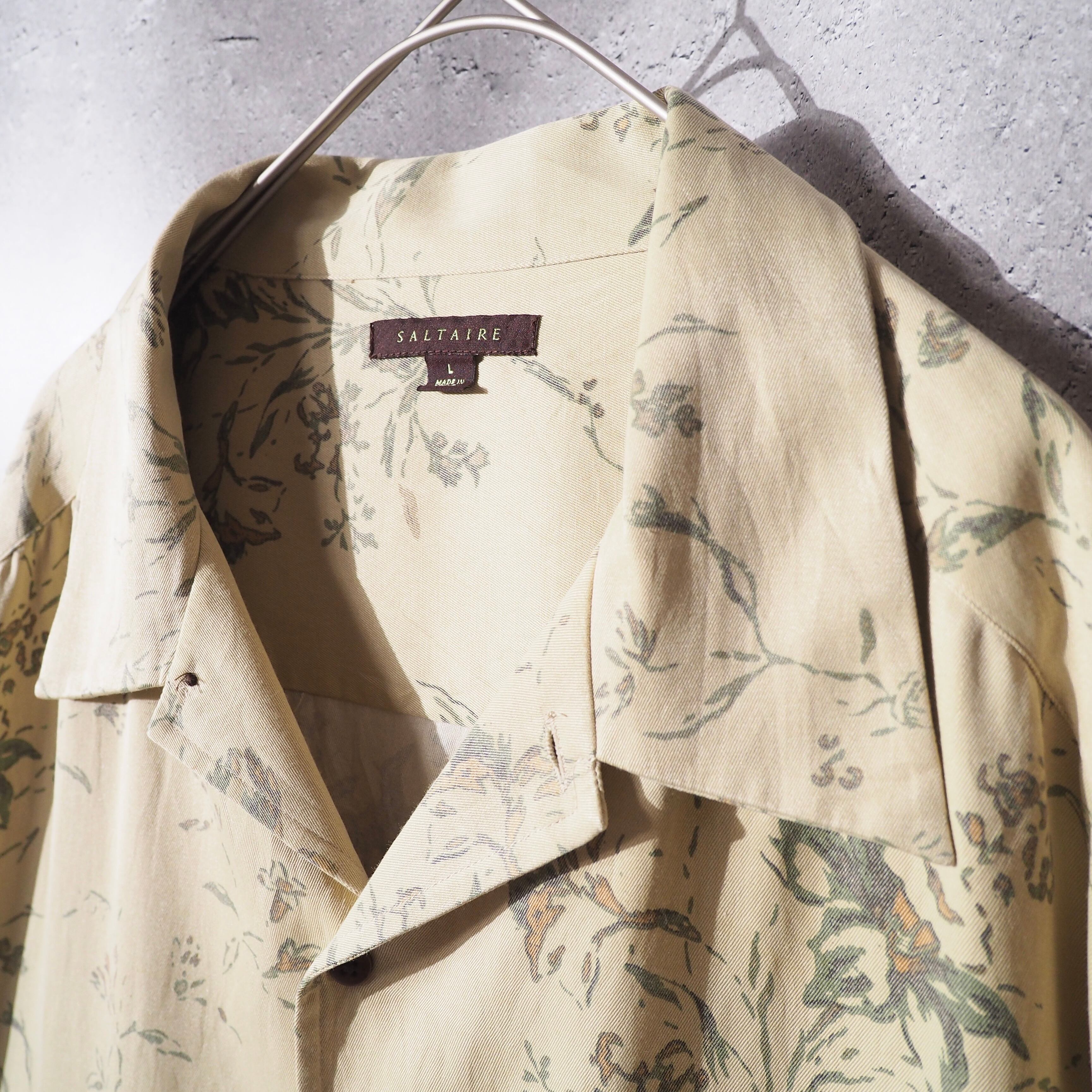 Beautiful fleeting Flower × Silk mix Open collar SS shirt