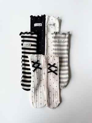 ボーダー・ドット　free socks   4452