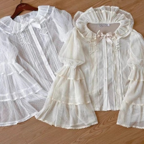 ゆめかわ♡全2カラー　フリルシフォンブラウス　tops4