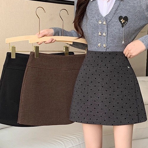 3色／ハイウエストAラインラップミニスカ ・73632