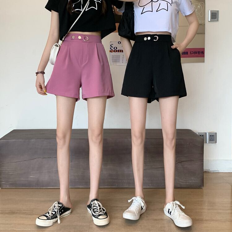 2020年夏の新作レディーススタイルハイウエストストレートカジュアルパンツオールマッチシンパンツショーツルーズワイドレッグパンツ 1号婦人72202932148