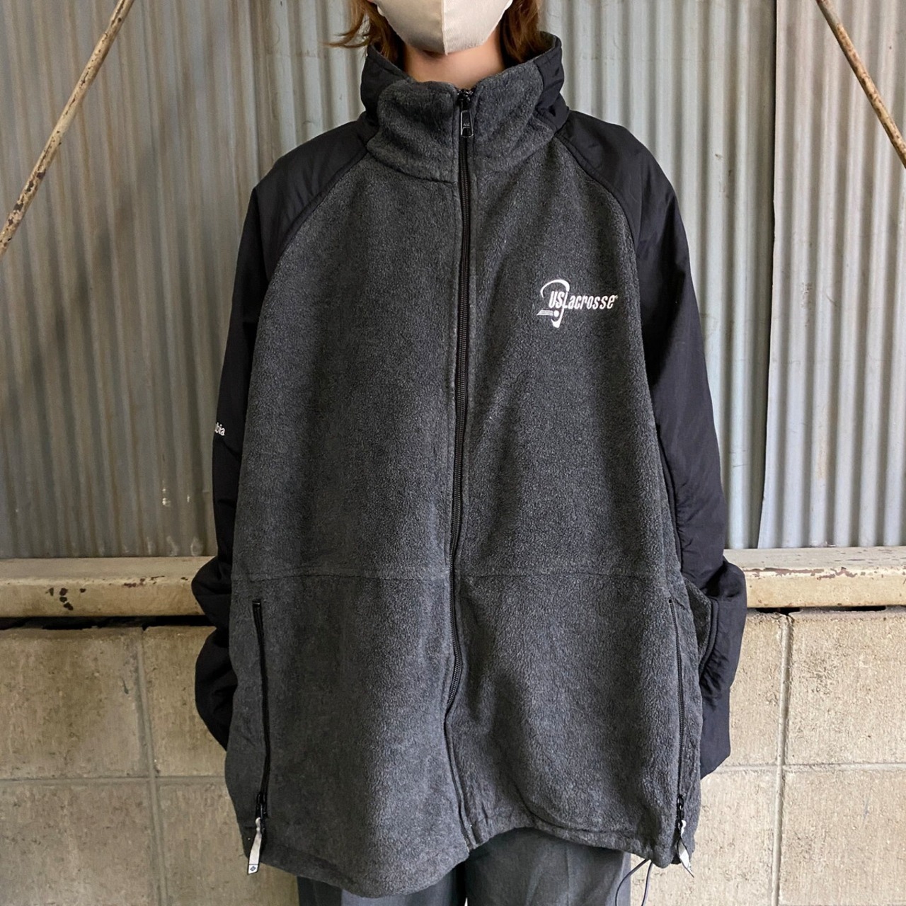 ビッグサイズ Columbia コロンビア フルジップ ナイロン×フリース 