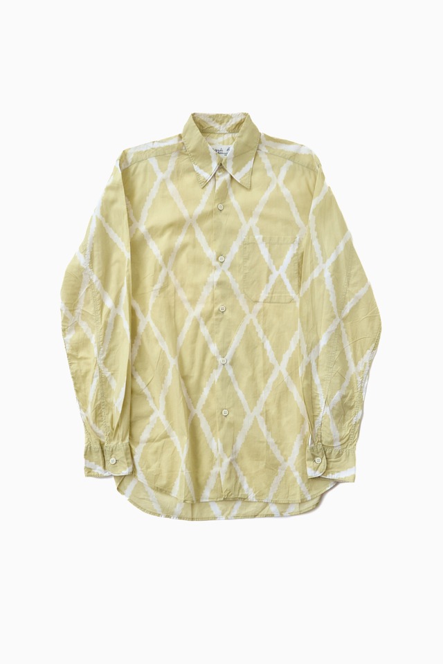 フランス製 agnès b. HOMME YELLOW L/S DIAMOND PATTERN SHIRT