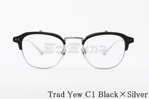 Trad 単式 跳ね上げフレーム Yew C1 Black×Silver ユー サーモント ブロー セル巻き メタル コンビネーション メガネ トラッド ブルーライトカット 正規品