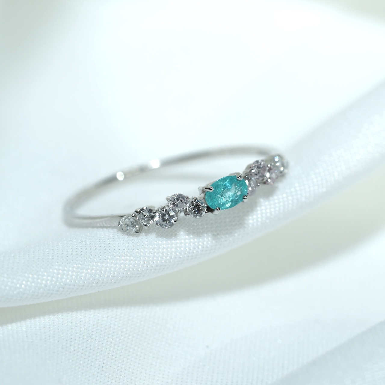 パライバトルマリン ブラジル産 リング 0.088ct D0.13ct pt900 Paraiba Tourmaline