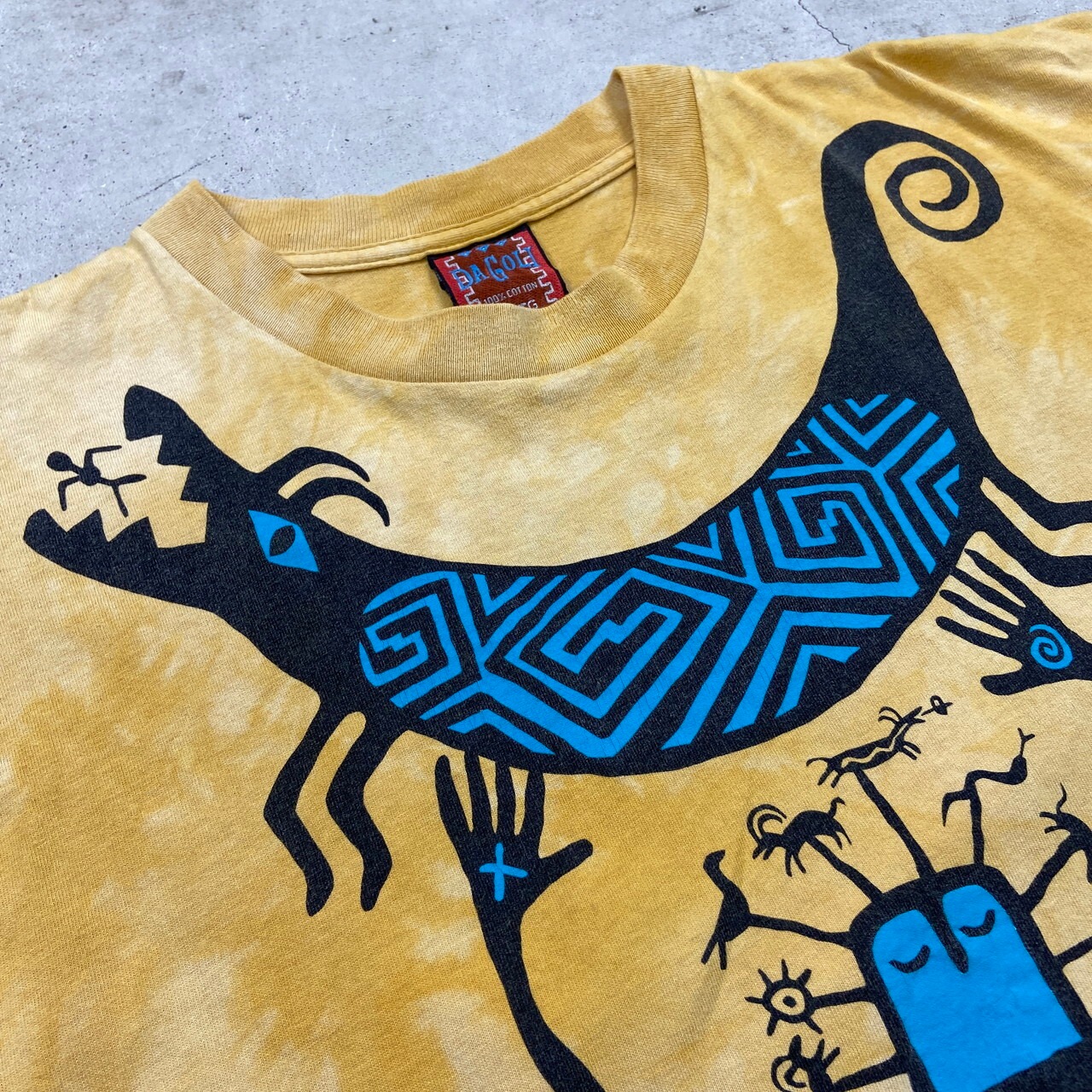90年代 カナダ製 DAGOLI ネイティブ柄 アートプリントTシャツ タイダイ 