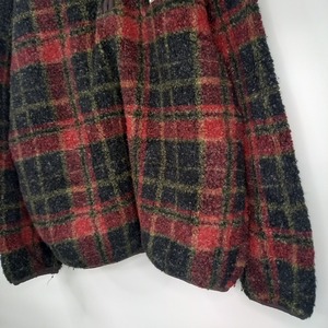 90s　アメリカ製　ハーフジップ　ボア　フリース　プルオーバー　チェック　L