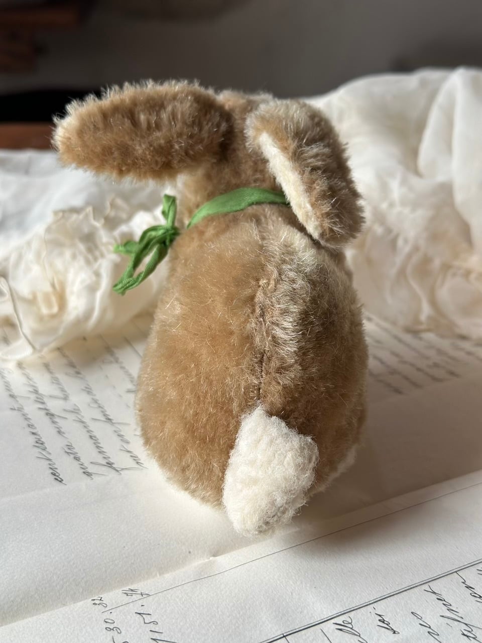 手乗りうさぎ ぬいぐるみ 緑のリボン | Brocante de La Cocotte