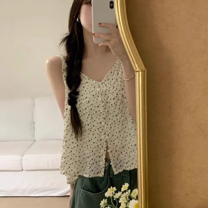 アイボリー ボタン付きキャミソール 2色／フロントボタンAラインキャミソール ・68478 | sucrier