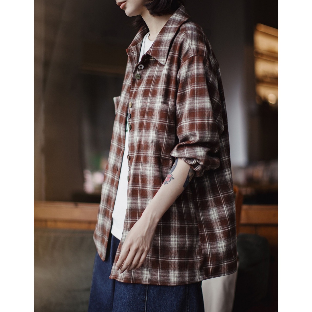 Reddish Brown Plaid Shirt / レディッシュ ブラウン チェック シャツ