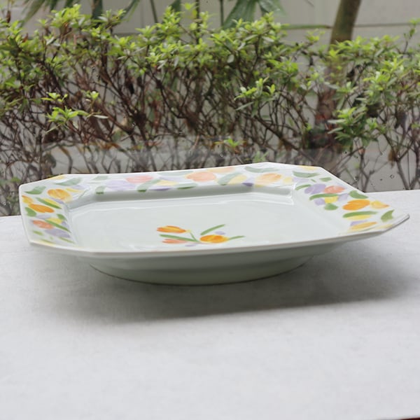 アウトレット】有田焼 八寸隅切皿 カラフル花模様 | MARUFUKU utsuwanohana