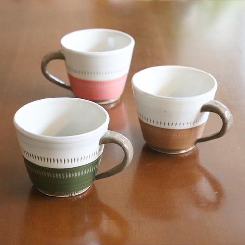 小石原焼 蔵人窯 色マグカップ 飛び鉋 Koishiwara-yaki Colored mug #062