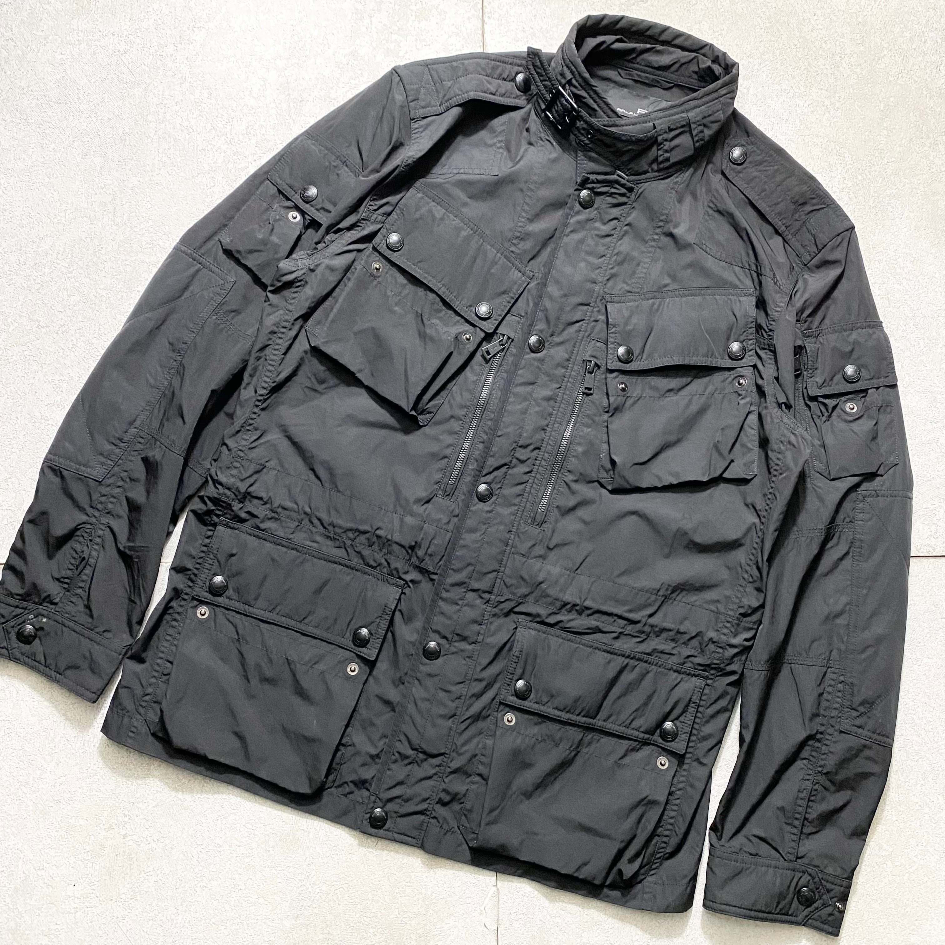 RLX RALPH LAUREN black nylon motorcycle jacket | NOIR ONLINE