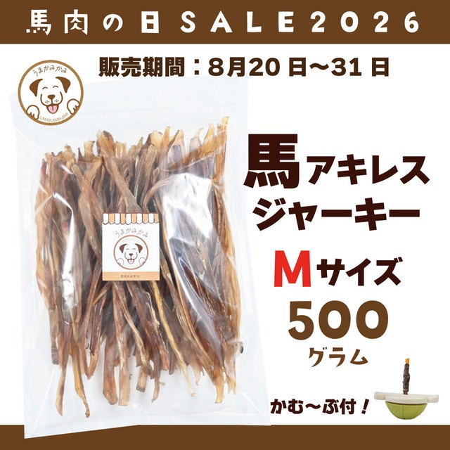 【馬肉の日】馬アキレスジャーキーMサイズ 500g★かむ〜ぶプレゼント付き★