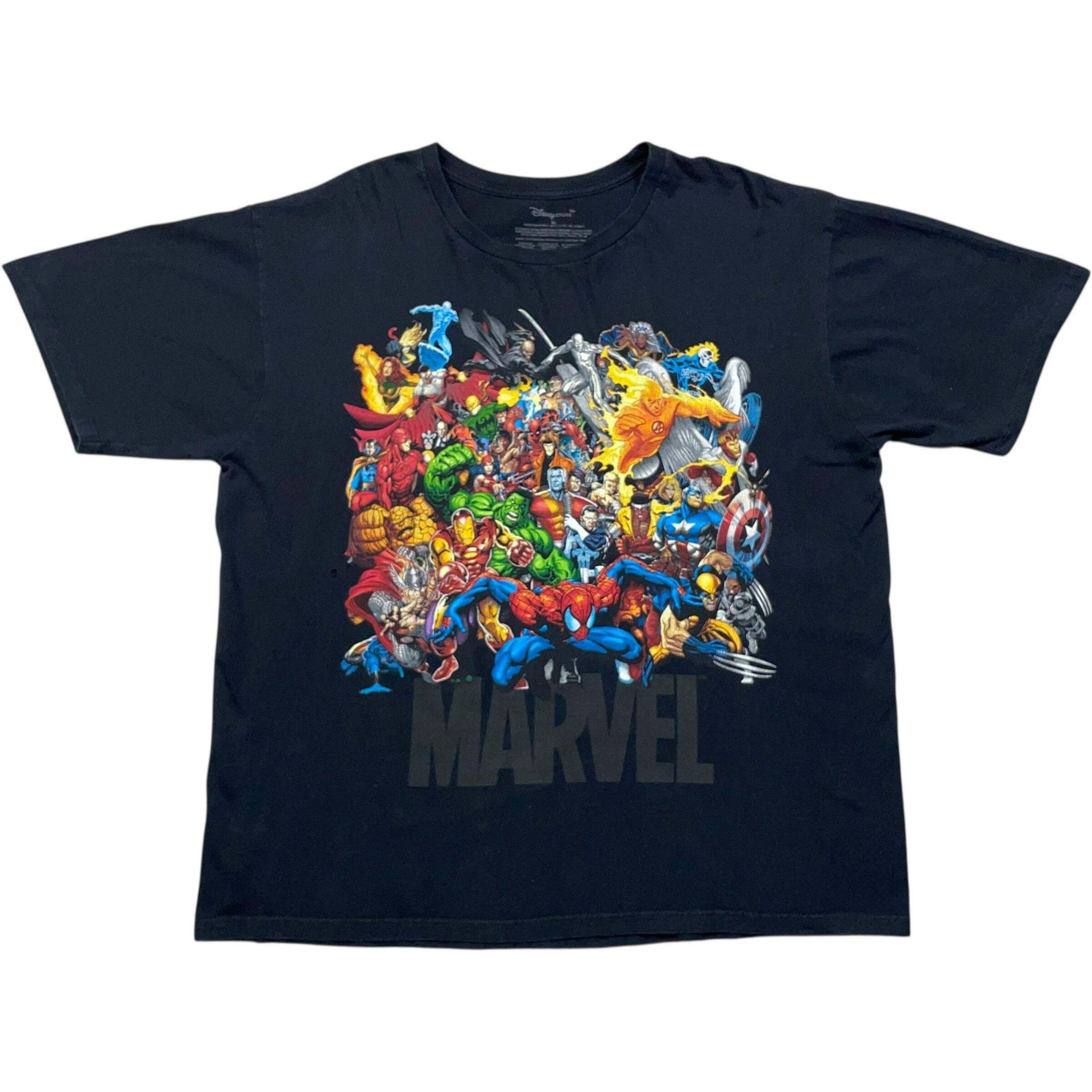 《XL》 Disney ディズニー Tシャツ MARVEL マーベル フロントプリント ブラック アメコミ no.7404