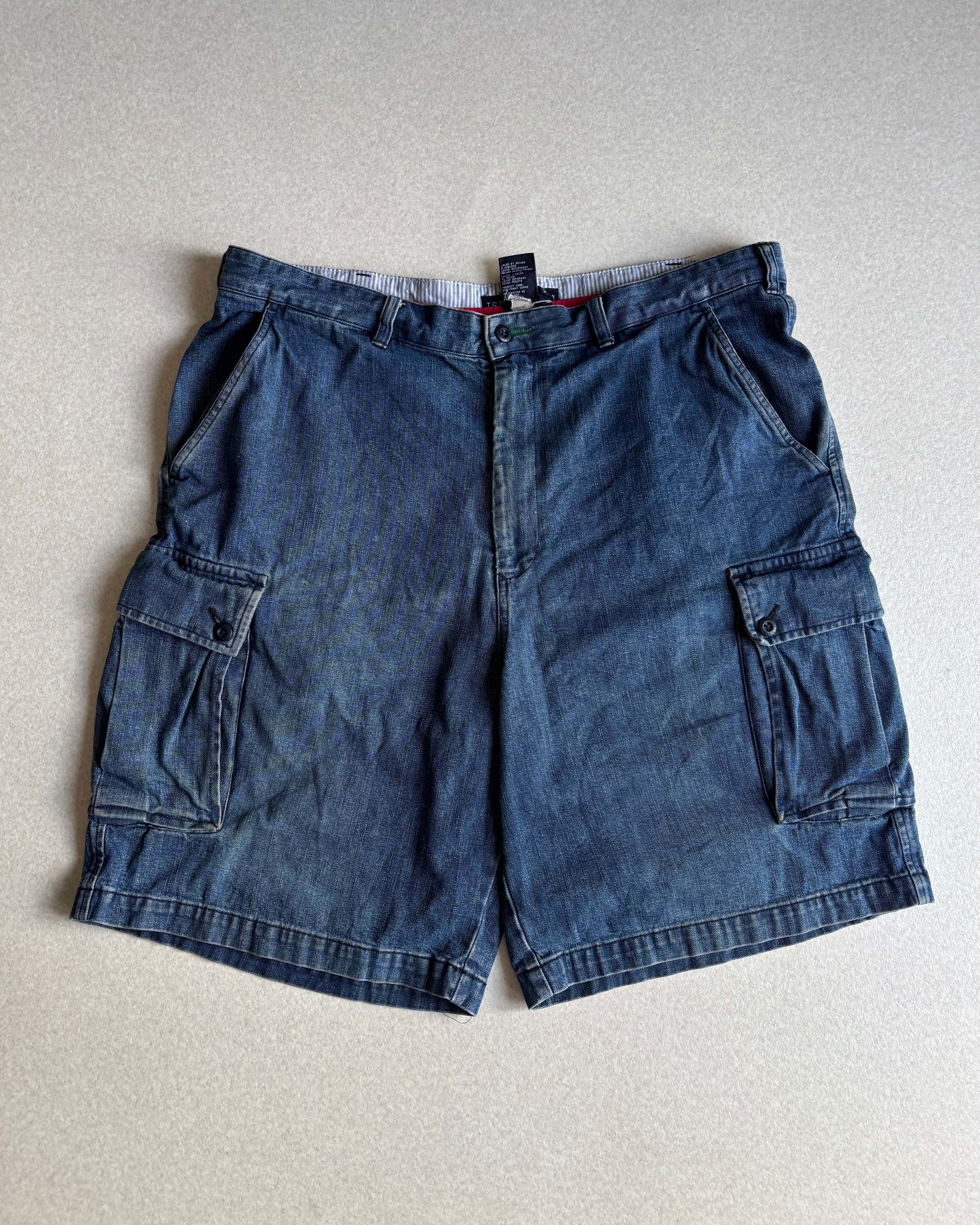 90s USA製 SOLO SEMORE デニムショーツ 34 濃紺 バギーショーツ ワイド