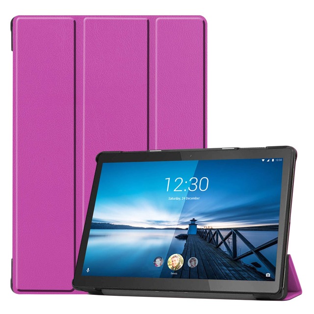 ケース マグネット開閉式 スタンド機能付き 三つ折 カバー 薄型 軽量型 スタンド機能 (パープル, Lenovo Tab5 10/M10 FHD Rel/PC-TE710KAW)