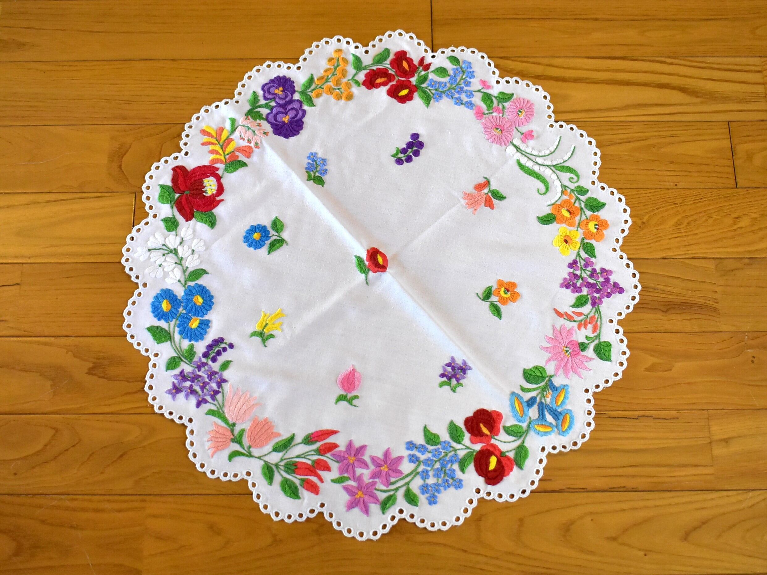 ハンガリー☆手刺繍☆カロチャの方形ドイリー | ケレシュ雑貨部